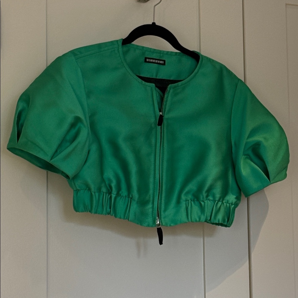 Cropped Vibrant Green Bomber Jacket